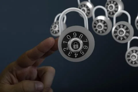 A security data code digital in hand Foto stock