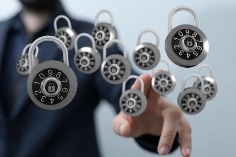 A security data code digital in hand Stock Photos