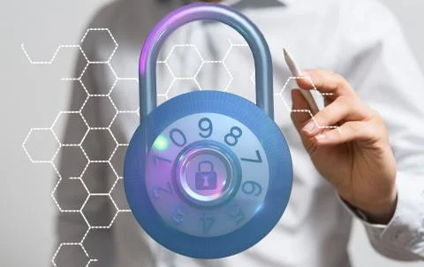 A security data code digital in hand Foto stock
