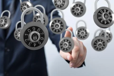 A security data code digital in hand Stock Photos