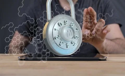 A security data code digital in hand Stock Photos