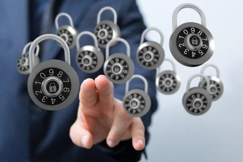 A security data code digital in hand Stock Photos