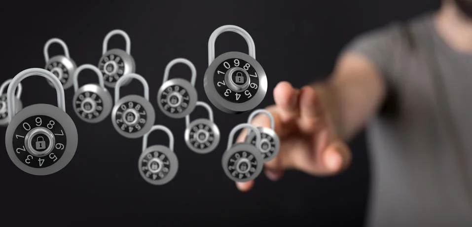 A security data code digital in hand Stock Photos