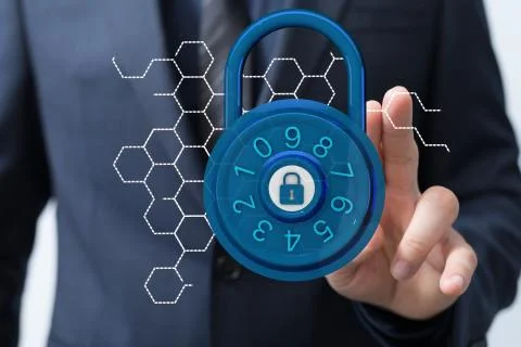 A security data code digital in hand Stock Photos