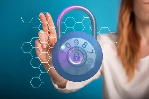 A security data code digital in hand Stock Photos