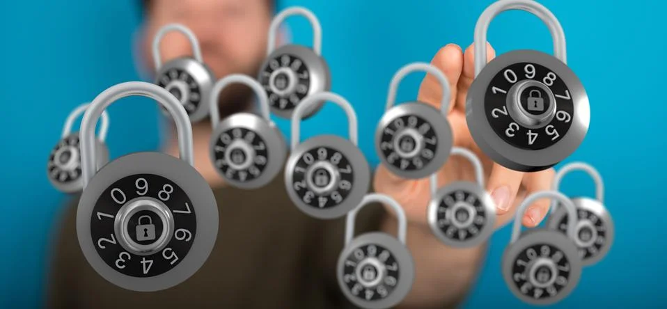 A security data code digital in hand Foto stock