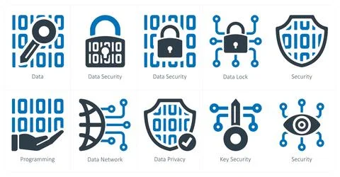 Security as data, data security, data lock Illustrazione stock