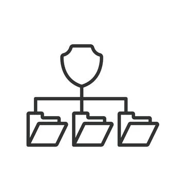 Security Data folder, icon in line design. Security, data, folder, protection Stock Illustration