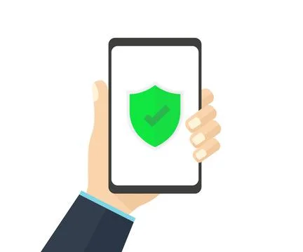 Security data technology and personal privacy on  phone concept logo design. Stock Illustration