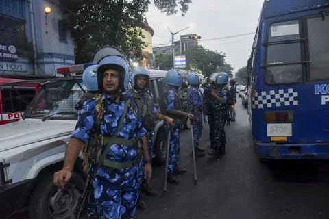 Security Deployed in Kolkata India Stock Photos