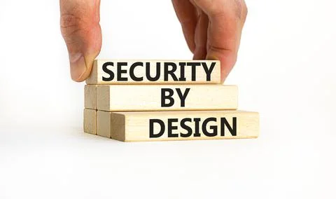 Security by design symbol. Concept words Security by design on wooden blocks  Foto stock
