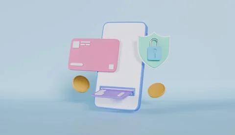 Security of digital credit card payments of a smartphone, credit card Stock Illustration