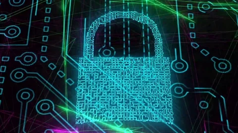 Security digital padlock concept Stock Footage 92381709