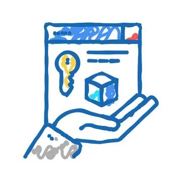 Security digital processing icon doodle illustration Stock Illustration