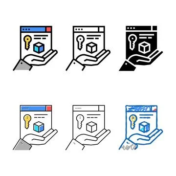 Security digital processing stylized color icon vector 库存插图
