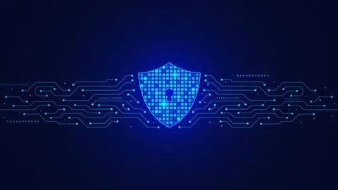 Security digital technology, cyber security and data protection concept Illustrazione stock