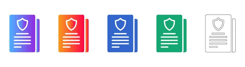 Security Document Icon Set Stock Illustration