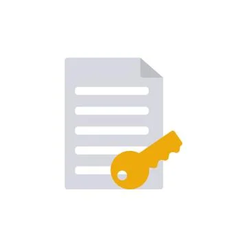 Security document with key flat style Stock Illustration