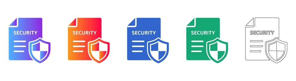 Security Document Shield Icons Set イラスト素材