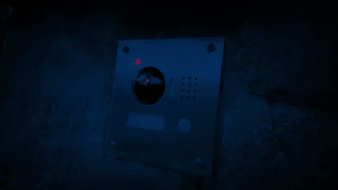 Security Door Camera Outside House At Night Video stock 236259159