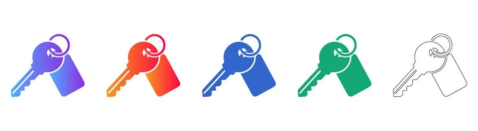 Security Door Keys Icon Set Stock Illustration