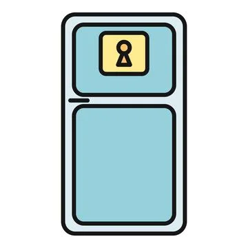 Security door with small keyhole icon Stock Illustration