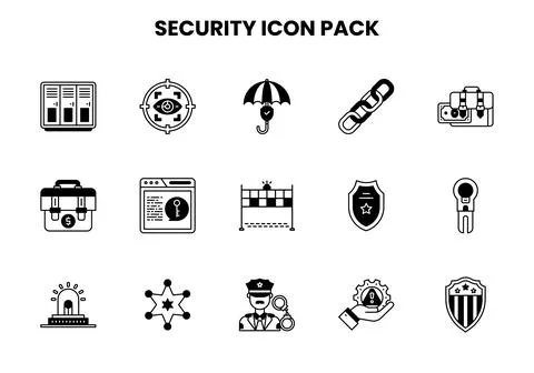 Security DuoTone Bundle Icons Pack Stock Illustration