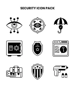 Security DuoTone Graphics Icons Pack Stock Illustration