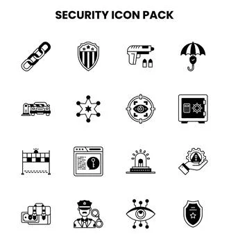 Security DuoTone Set Icons Pack Stock Illustration