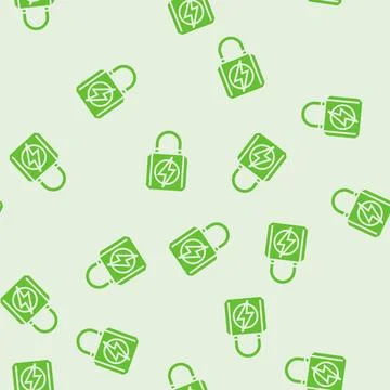 Security electricity glyph seamless pattern Illustrazione stock