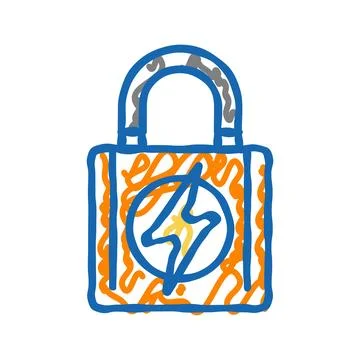 Security electricity icon doodle illustration Stock Illustration