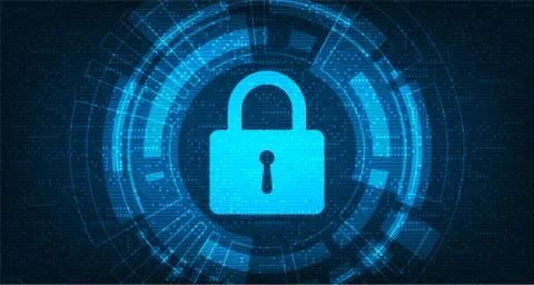 Security electronic on a dark blue background. Stock Illustration