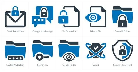 Security as email protection, encrypted message, file protection Illustrazione stock