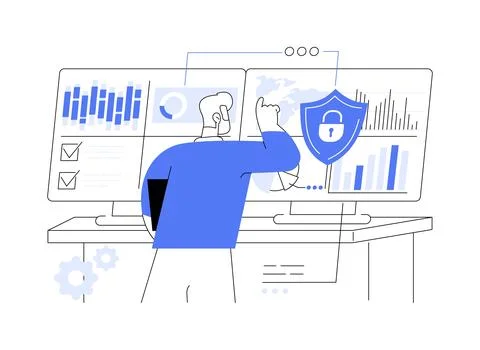 Security engineer abstract concept vector illustration. Stock Illustration