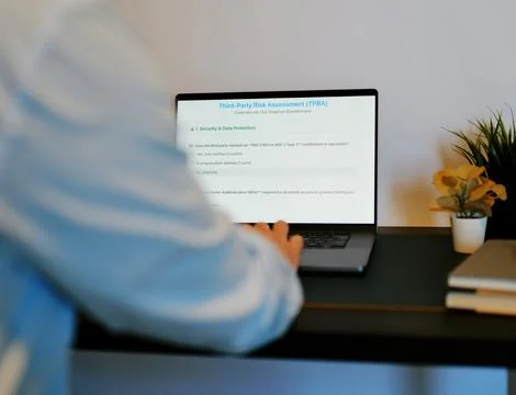 Security Engineer Does Third Party Risk Assessment Stock Photos