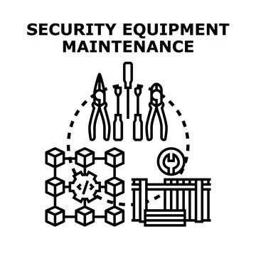 Security equipment maintenance and system installation illustration Illustrazione stock