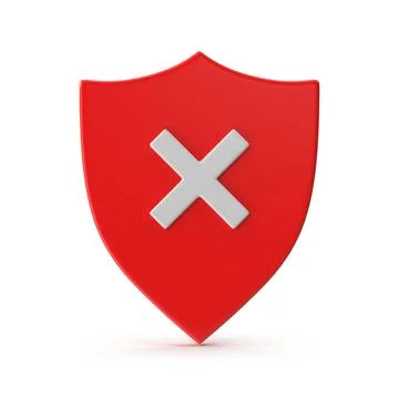 Security Error Shield Icon - 3d Render Stock Illustration
