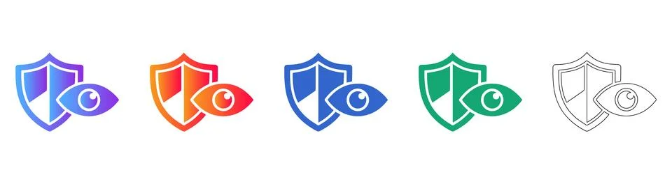 Security Eye Shield Protection Icons Illustrazione stock