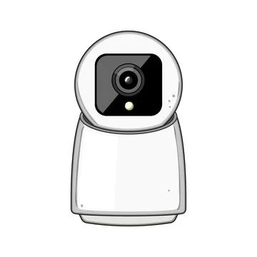 Security facial recognition camera cartoon vector illustration Stock Illustration