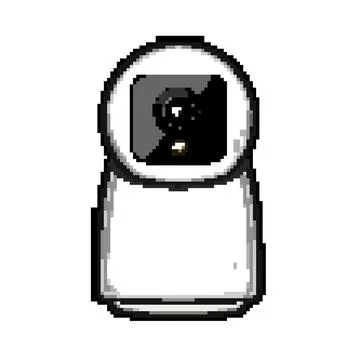 Security facial recognition camera pixel art vector illustration Illustrazione stock