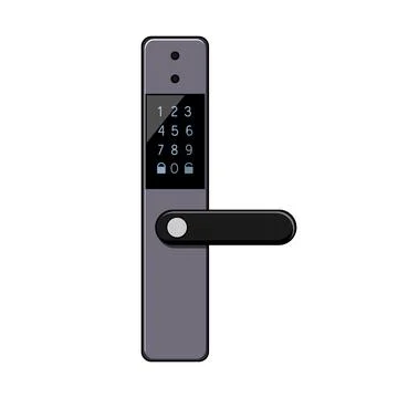 Security facial recognition lock cartoon vector illustration Stock Illustration