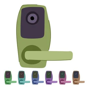 Security facial recognition lock vector cartoon graphic 库存插图