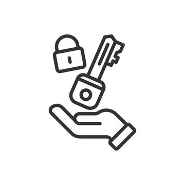 Security features, icon in line design. Security features, data protection Stock Illustration