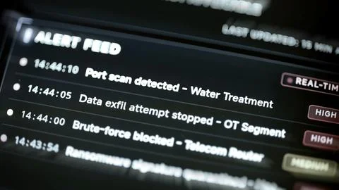 Security feed lists a port scan at a water treatment site Stock Photos