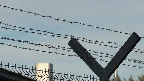 Security Fence In Prison Stock Footage 149474644