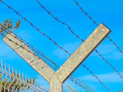 Security Fence In Prison Stock Photos