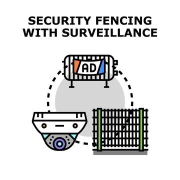 Security fencing with surveillance system vector illustration イラスト素材