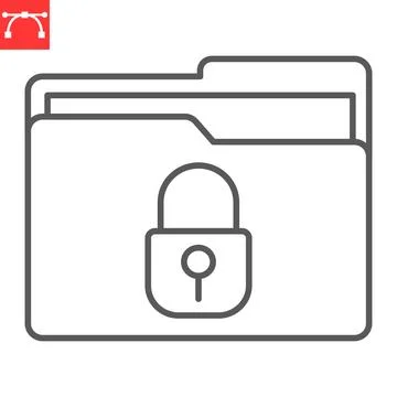 Security file folder line icon, security and protection, locked folder vector Stock Illustration