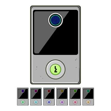 Security fingerprint door lock cartoon vector graphic Illustration