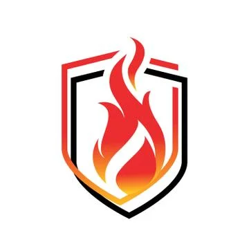 Security fire shield logo vector design illustration Illustrazione stock
